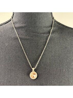 Lia Sophia Pendant Necklace Peach Jewel Rhinestone Circular Crystal